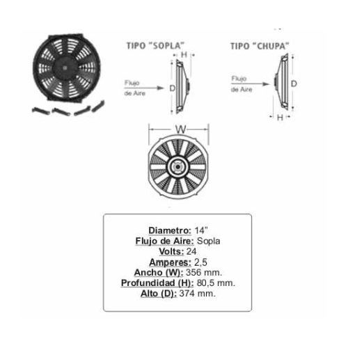 17513 - ELECTROVENTILADOR  UNIVERSAL 24V 14"