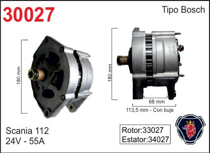 IMP 30027 - ALTERNADOR BOSCH SCANIA 24V 80A