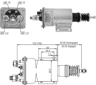 ZM1-950 - SOLEN. D.REMY 24V CASE - CATERPILLAR - VOLVO - CUMMINS - FORD - CHEVROLET