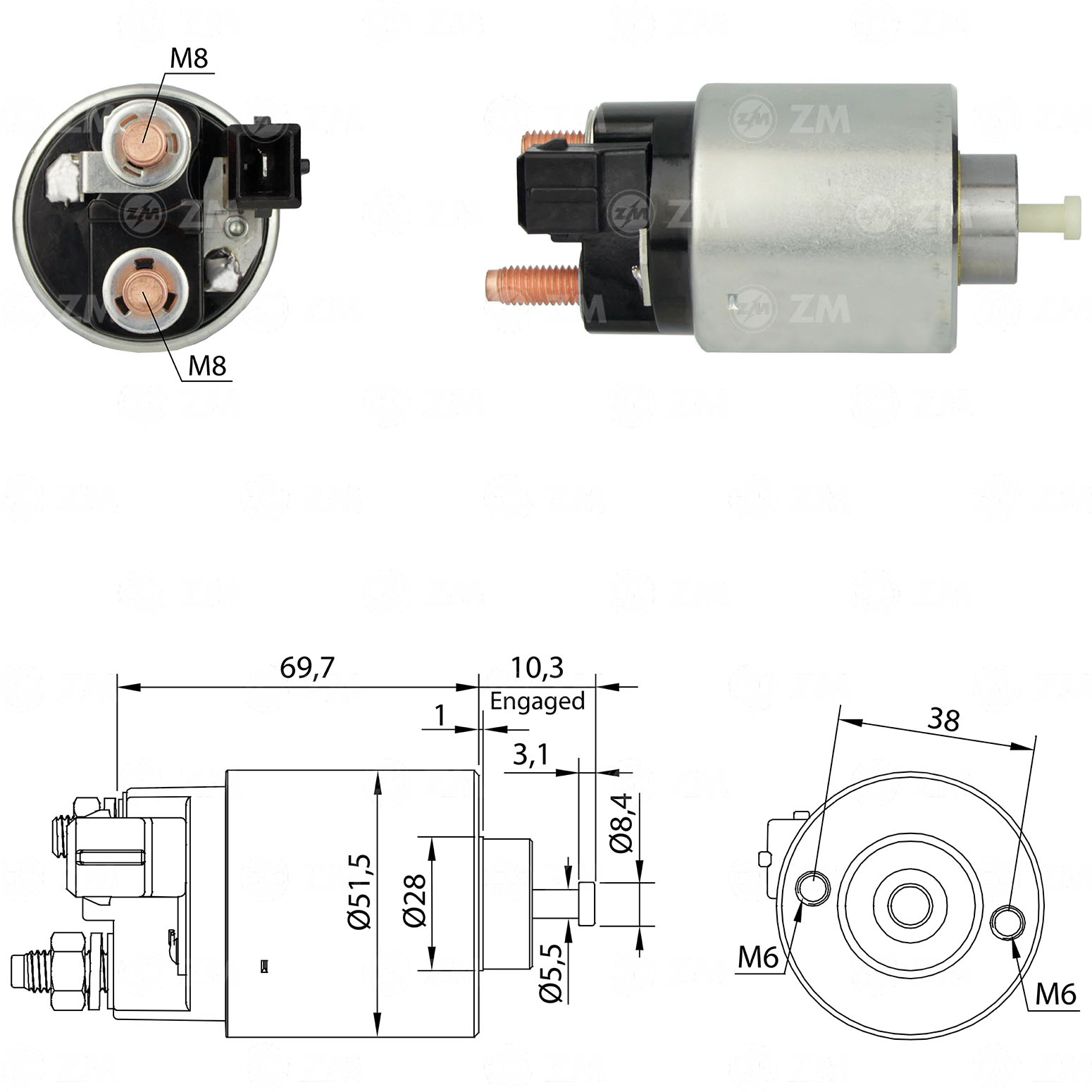 ZM996 - SOLENOIDE MITSUBISHI PEUGEOT 208 - 3008 - CITROEN